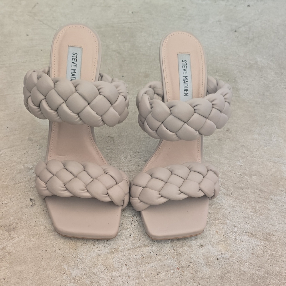 Steve Madden Tan Braided Slide Sandals